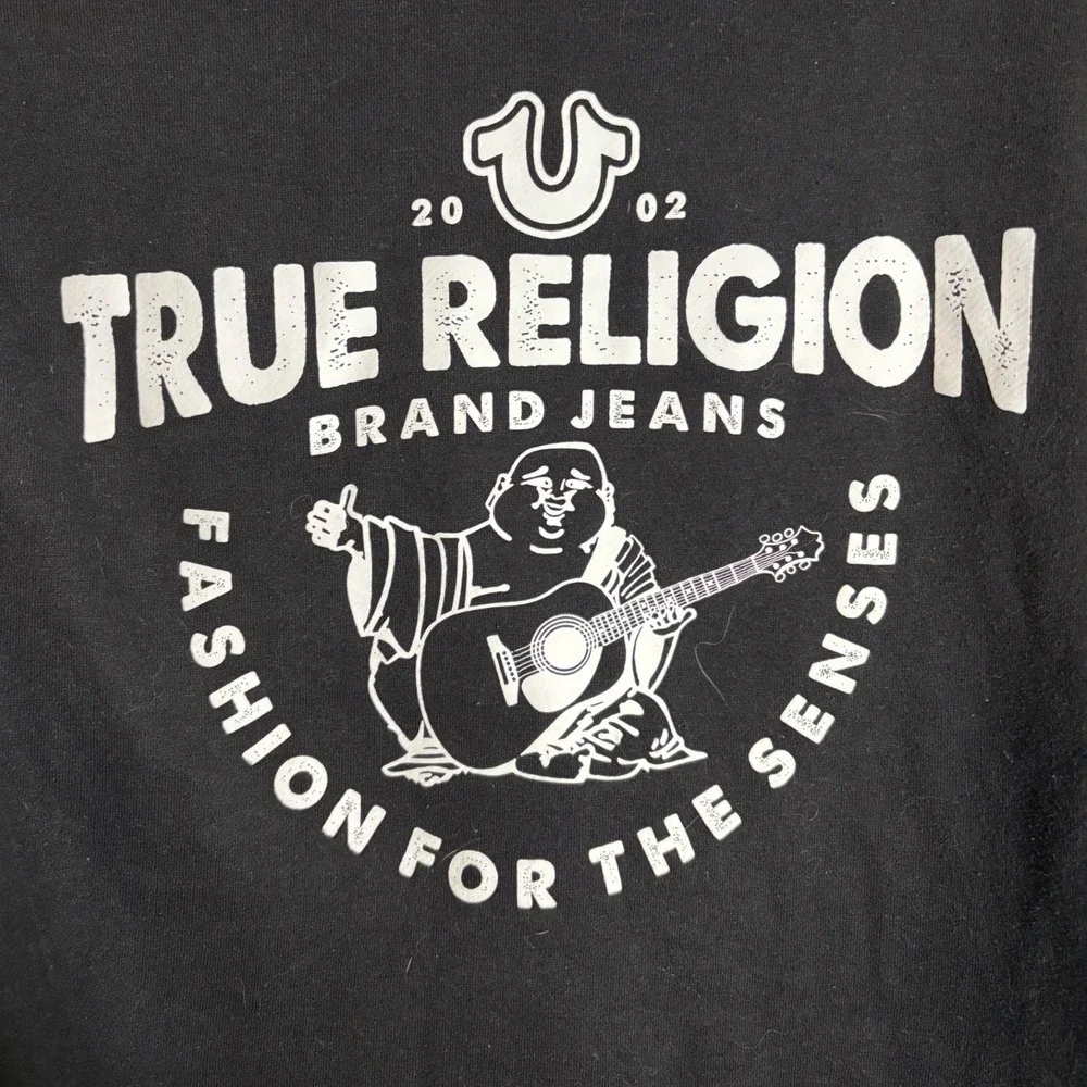 True Religion Black Buddha Logo Full-Zip Fleece Hoodie‎ Size Medium